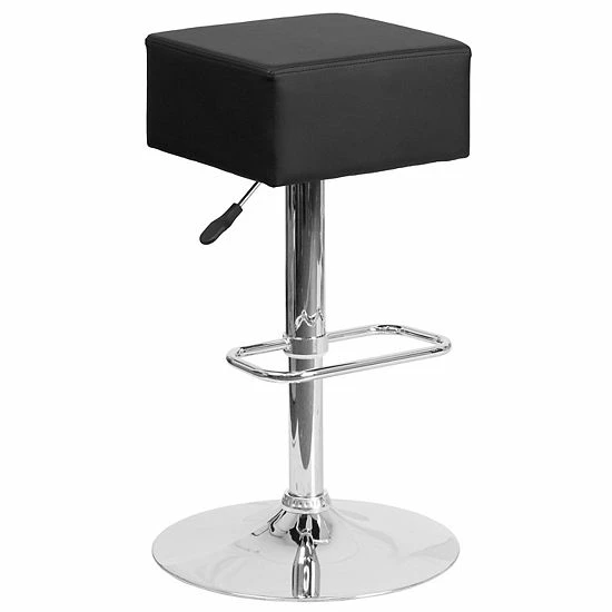 Emma+Oliver Emma and Oliver Black Vinyl Adjustable Height Barstool with Square Seat Emma+Oliver Emma And Oliver Black Vinyl Adjustable Height Barstool With Square Seat -Emma+Oliver shop unnamed file 3058