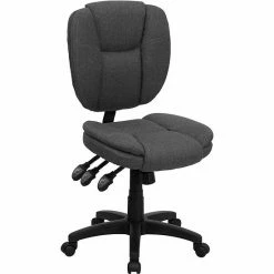 Emma+Oliver Emma And Oliver Mid-Back Black LeatherSoft Pillow Top Ergonomic Task Office Chair Gray Fabric -Emma+Oliver shop unnamed file 3063