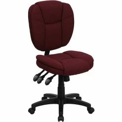 Emma+Oliver Emma And Oliver Mid-Back Black LeatherSoft Pillow Top Ergonomic Task Office Chair Gray Fabric -Emma+Oliver shop unnamed file 3064