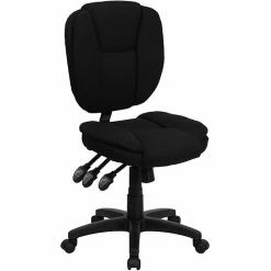 Emma+Oliver Emma And Oliver Mid-Back Black LeatherSoft Pillow Top Ergonomic Task Office Chair Gray Fabric -Emma+Oliver shop unnamed file 3065