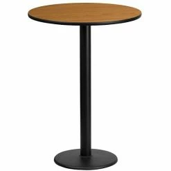 Emma+Oliver Emma And Oliver 24"RD Walnut Laminate Bar Table Top-18"RD Base Black 4 Emma+Oliver Emma And Oliver 24"RD Walnut Laminate Bar Table Top-18"RD Base Black -Emma+Oliver shop unnamed file 3084