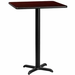 Emma+Oliver Emma And Oliver 24" Square Natural Laminate Bar Table Top-22"x22" Base Mahogany