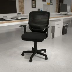 Alternative view of Emma+Oliver Emma And Oliver Mid-Back Black Mesh Tapered Back Swivel Task Office Chair With T-Arms