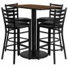 Emma+Oliver Emma And Oliver 24" X 42" Black Table Set-4 Ladder Back Stools,Black Seat Walnuttopblack