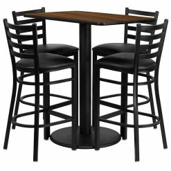 Emma+Oliver Emma And Oliver 24" X 42" Black Table Set-4 Ladder Back Stools,Black Seat Walnuttopblack -Emma+Oliver shop unnamed file 3134