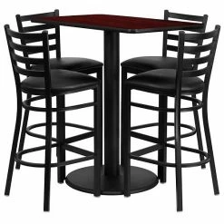 Emma+Oliver Emma And Oliver 24" X 42" Black Table Set-4 Ladder Back Stools,Black Seat Walnuttopblack -Emma+Oliver shop unnamed file 3135