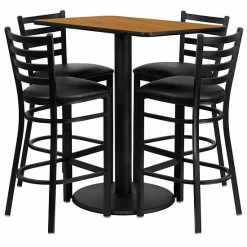 Emma+Oliver Emma And Oliver 24" X 42" Black Table Set-4 Ladder Back Stools,Black Seat Walnuttopblack -Emma+Oliver shop unnamed file 3136
