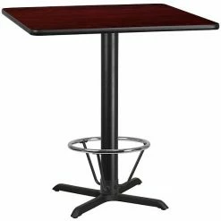 Emma+Oliver Emma And Oliver 42" Square Black Laminate Bar Table Top-33"x33" Base/Foot Ring Natural -Emma+Oliver shop unnamed file 3147