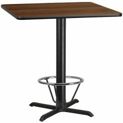 Emma+Oliver Emma And Oliver 42" Square Black Laminate Bar Table Top-33"x33" Base/Foot Ring Natural -Emma+Oliver shop unnamed file 3149