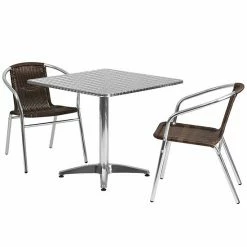 Emma+Oliver Emma And Oliver 31.5" Square Aluminum Table Set-2 Black Rattan Chairs -Emma+Oliver shop unnamed file 3155