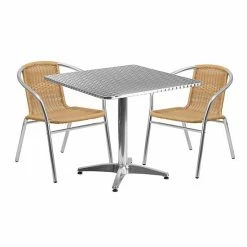 Emma+Oliver Emma And Oliver 31.5" Square Aluminum Table Set-2 Black Rattan Chairs -Emma+Oliver shop unnamed file 3156
