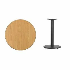 Emma+Oliver Emma And Oliver 30"RD Black Laminate Table Top With 18"RD Base Walnut -Emma+Oliver shop unnamed file 3160