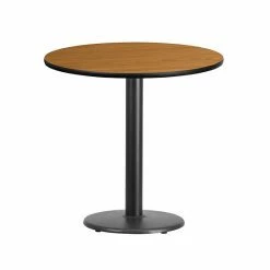 Emma+Oliver Emma And Oliver 30"RD Black Laminate Table Top With 18"RD Base Walnut -Emma+Oliver shop unnamed file 3161