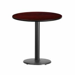 Emma+Oliver Emma And Oliver 30"RD Black Laminate Table Top With 18"RD Base Walnut -Emma+Oliver shop unnamed file 3162