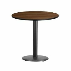 Emma+Oliver Emma And Oliver 30"RD Black Laminate Table Top With 18"RD Base Walnut -Emma+Oliver shop unnamed file 3163