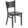 Emma+Oliver Emma And Oliver Black Coffee Back Metal Restaurant Chair - Natural Wood Seat Cherryblack
