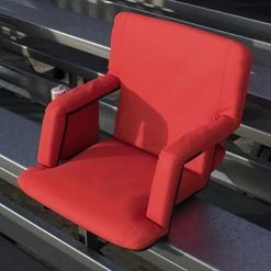 Emma+Oliver Emma And Oliver Portable Stadium Chair With Armrests, Red Reclining Padded Back & Seat, Lightweight Metal Frame & Backpack Straps, Storage Pockets -Emma+Oliver shop unnamed file 318