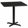 Emma+Oliver Emma And Oliver 24" Square Walnut Laminate Table Top With 22"x22" Base Black