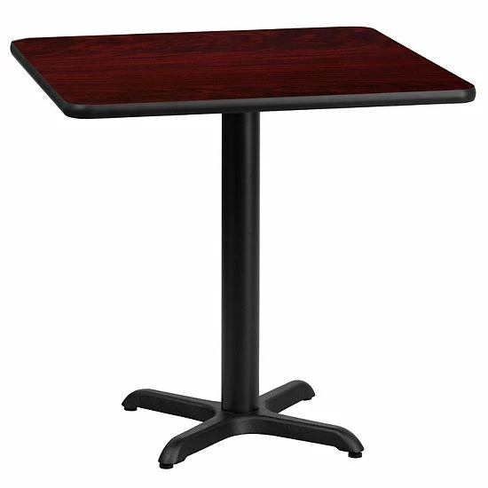 Emma+Oliver Emma and Oliver 24" Square Walnut Laminate Table Top with 22"x22" Base Black Emma+Oliver Emma And Oliver 24" Square Walnut Laminate Table Top With 22"x22" Base Black -Emma+Oliver shop unnamed file 3192