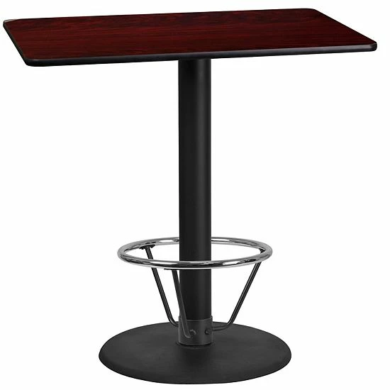 Emma+Oliver Emma and Oliver 24"x42" Black Laminate Bar Table Top-24"RD Base/Foot Ring Mahogany Emma+Oliver Emma And Oliver 24"x42" Black Laminate Bar Table Top-24"RD Base/Foot Ring Mahogany -Emma+Oliver shop unnamed file 3201