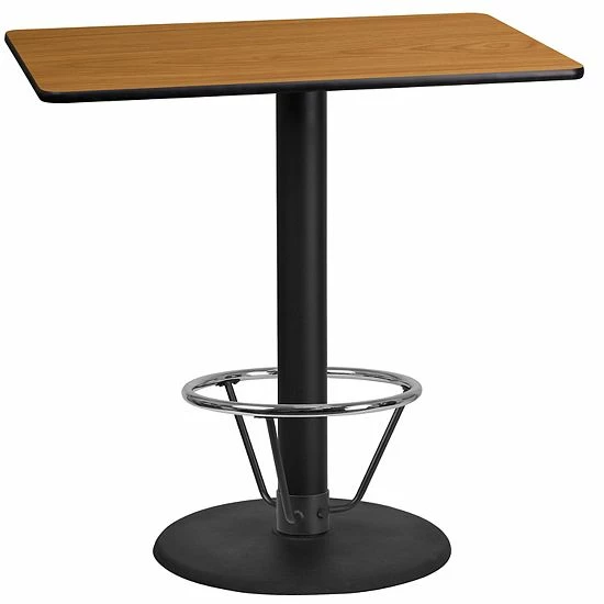 Emma+Oliver Emma and Oliver 24"x42" Black Laminate Bar Table Top-24"RD Base/Foot Ring Mahogany Emma+Oliver Emma And Oliver 24"x42" Black Laminate Bar Table Top-24"RD Base/Foot Ring Mahogany -Emma+Oliver shop unnamed file 3203