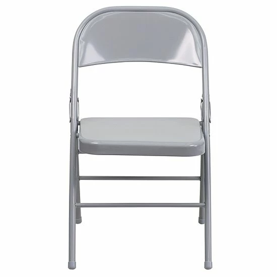 Emma+Oliver Emma And Oliver 2 Pack Triple Braced & Double Hinged Gray Metal Folding Chair 4 Emma+Oliver Emma And Oliver 2 Pack Triple Braced & Double Hinged Gray Metal Folding Chair - Image 4