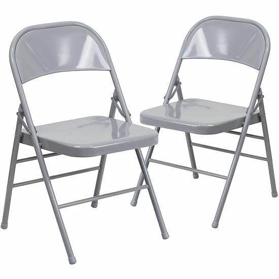Emma+Oliver Emma And Oliver 2 Pack Triple Braced & Double Hinged Gray Metal Folding Chair 6 Emma+Oliver Emma And Oliver 2 Pack Triple Braced & Double Hinged Gray Metal Folding Chair - Image 6