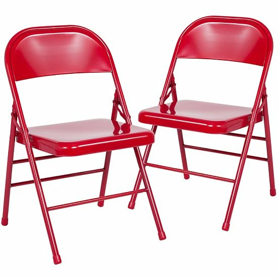 Emma+Oliver Emma And Oliver 2 Pack Triple Braced & Double Hinged Gray Metal Folding Chair 7 Emma+Oliver Emma And Oliver 2 Pack Triple Braced & Double Hinged Gray Metal Folding Chair - Image 7