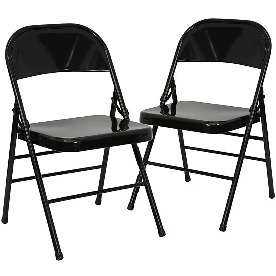 Emma+Oliver Emma And Oliver 2 Pack Triple Braced & Double Hinged Gray Metal Folding Chair 8 Emma+Oliver Emma And Oliver 2 Pack Triple Braced & Double Hinged Gray Metal Folding Chair - Image 8