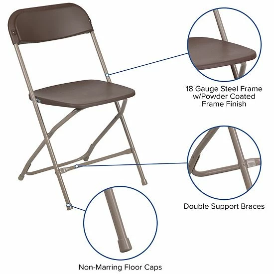 Emma+Oliver Emma And Oliver Folding Chair - Beige Plastic 6 Pack 650LB Weight Capacity - Event Chair Black 3 Emma+Oliver Emma And Oliver Folding Chair - Beige Plastic 6 Pack 650LB Weight Capacity - Event Chair Black - Image 3