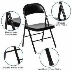 Emma+Oliver Emma And Oliver 4 Pack Double Braced Gray Metal Folding Chair Red 2 Emma+Oliver Emma And Oliver 4 Pack Double Braced Gray Metal Folding Chair Red -Emma+Oliver shop unnamed file 3240