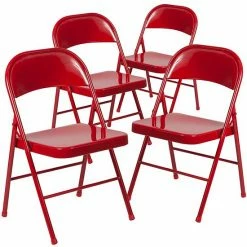 Emma+Oliver Emma And Oliver 4 Pack Double Braced Gray Metal Folding Chair Red 6 Emma+Oliver Emma And Oliver 4 Pack Double Braced Gray Metal Folding Chair Red -Emma+Oliver shop unnamed file 3244