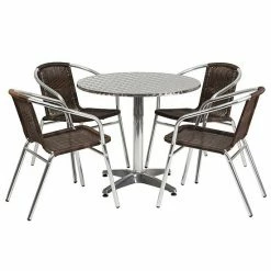Emma+Oliver Emma And Oliver 31.5" Round Aluminum Table Set-4 Dark Brown Rattan Chairs 6 Emma+Oliver Emma And Oliver 31.5" Round Aluminum Table Set-4 Dark Brown Rattan Chairs -Emma+Oliver shop unnamed file 3268
