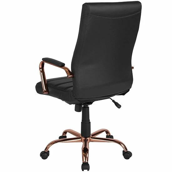 Emma+Oliver Emma And Oliver High Back Black LeatherSoft Executive Swivel Office Chair - Rose Gold Frame/Arms Blackleathersoftchrome 5 Emma+Oliver Emma And Oliver High Back Black LeatherSoft Executive Swivel Office Chair - Rose Gold Frame/Arms Blackleathersoftchrome - Image 5