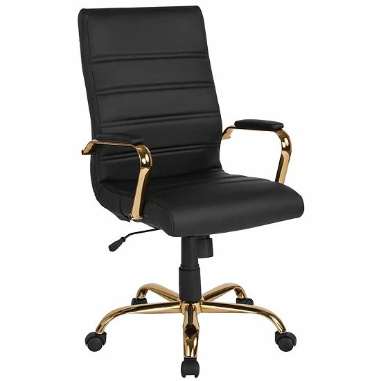Emma+Oliver Emma And Oliver High Back Black LeatherSoft Executive Swivel Office Chair - Rose Gold Frame/Arms Blackleathersoftchrome 6 Emma+Oliver Emma And Oliver High Back Black LeatherSoft Executive Swivel Office Chair - Rose Gold Frame/Arms Blackleathersoftchrome - Image 6