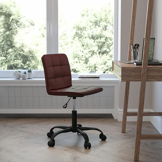 Emma+Oliver Emma And Oliver Home Office Armless Tufted Back/Seat Task Office Chair-Blue Fabric 2 Emma+Oliver Emma And Oliver Home Office Armless Tufted Back/Seat Task Office Chair-Blue Fabric - Image 2