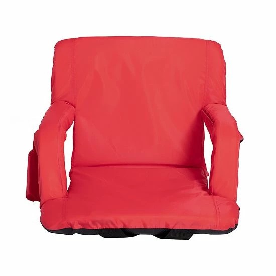 Emma+Oliver Emma And Oliver Set Of 2 Blue Portable Stadium Chairs With Armrests, Reclining Padded Back & Seat, Lightweight Metal Frame & Backpack Straps 5 Emma+Oliver Emma And Oliver Set Of 2 Blue Portable Stadium Chairs With Armrests, Reclining Padded Back & Seat, Lightweight Metal Frame & Backpack Straps - Image 5