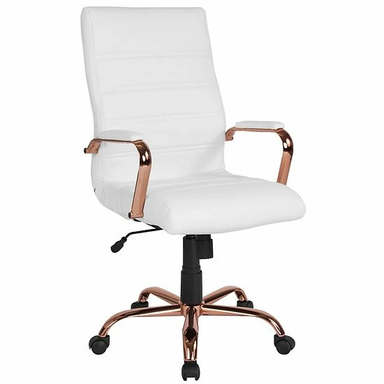 Emma+Oliver Emma And Oliver High Back Black LeatherSoft Executive Swivel Office Chair - Rose Gold Frame/Arms Blackleathersoftchrome 9 Emma+Oliver Emma And Oliver High Back Black LeatherSoft Executive Swivel Office Chair - Rose Gold Frame/Arms Blackleathersoftchrome - Image 9