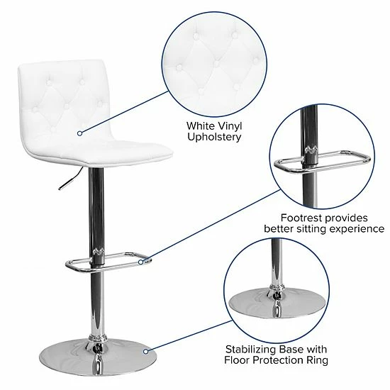 Emma+Oliver Emma and Oliver Button Tufted Gray Vinyl Adjustable Height Barstool with Chrome Base Emma+Oliver Emma And Oliver Button Tufted Gray Vinyl Adjustable Height Barstool With Chrome Base -Emma+Oliver shop unnamed file 3311