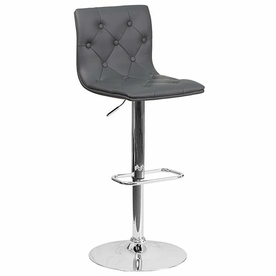 Emma+Oliver Emma and Oliver Button Tufted Gray Vinyl Adjustable Height Barstool with Chrome Base Emma+Oliver Emma And Oliver Button Tufted Gray Vinyl Adjustable Height Barstool With Chrome Base -Emma+Oliver shop unnamed file 3315