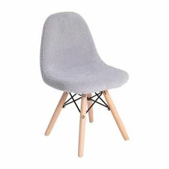 Emma+Oliver Emma And Oliver Children's Dorset Series Gray Faux Sherpa Accent Chair With Beechwood Legs For Bedroom, Play Room And More -Emma+Oliver shop unnamed file 3323