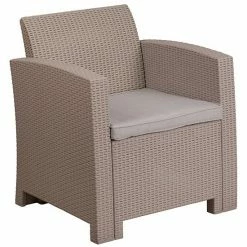 Emma+Oliver Emma And Oliver Light Gray Faux Rattan Chair With Light Gray Cushion -Emma+Oliver shop unnamed file 3330