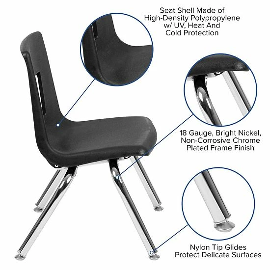 Emma+Oliver Emma And Oliver Black Student Stack School Chair - 12-inch 3 Emma+Oliver Emma And Oliver Black Student Stack School Chair - 12-inch - Image 3
