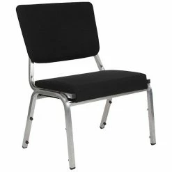 Emma+Oliver Emma And Oliver 1000 Lb. Black Antimicrobial Vinyl Bariatric Open Back Chair Black Fabric