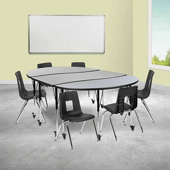 Emma+Oliver Emma and Oliver Mobile 86" Oval Wave Activity Table Set-16" Student Stack Chairs, Grey/Black Emma+Oliver Emma And Oliver Mobile 86" Oval Wave Activity Table Set-16" Student Stack Chairs, Grey/Black -Emma+Oliver shop unnamed file 3382