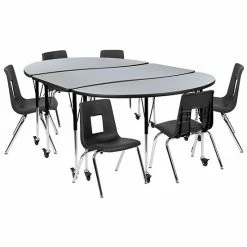 Emma+Oliver Emma And Oliver Mobile 86" Oval Wave Activity Table Set-16" Student Stack Chairs, Grey/Black 5 Emma+Oliver Emma And Oliver Mobile 86" Oval Wave Activity Table Set-16" Student Stack Chairs, Grey/Black -Emma+Oliver shop unnamed file 3386