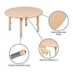 Emma+Oliver Emma And Oliver 33" Round Natural Plastic Height Adjustable Activity Table Set With 2 Chairs Green 4 Emma+Oliver Emma And Oliver 33" Round Natural Plastic Height Adjustable Activity Table Set With 2 Chairs Green -Emma+Oliver shop unnamed file 3392