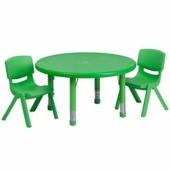 Emma+Oliver Emma And Oliver 33" Round Natural Plastic Height Adjustable Activity Table Set With 2 Chairs Green 5 Emma+Oliver Emma And Oliver 33" Round Natural Plastic Height Adjustable Activity Table Set With 2 Chairs Green -Emma+Oliver shop unnamed file 3393