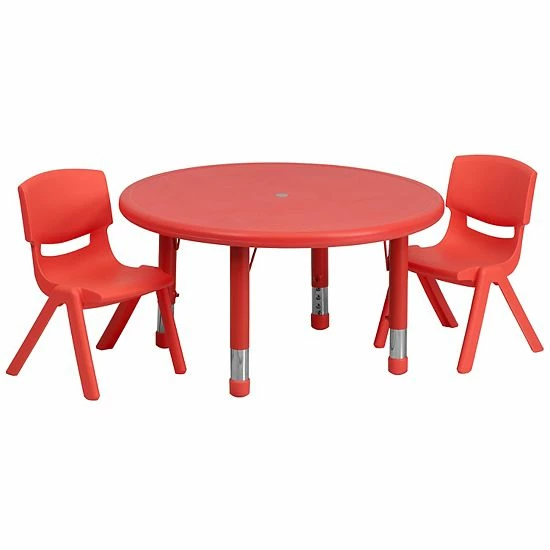 Emma+Oliver Emma and Oliver 33" Round Natural Plastic Height Adjustable Activity Table Set with 2 Chairs Green Emma+Oliver Emma And Oliver 33" Round Natural Plastic Height Adjustable Activity Table Set With 2 Chairs Green -Emma+Oliver shop unnamed file 3394