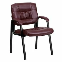 Emma+Oliver Emma And Oliver Brown LeatherSoft Executive Reception Chair With Black Metal Frame Burgundyleatherblack -Emma+Oliver shop unnamed file 3400